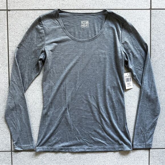 NWT 32 Degrees Lightweight Scoop neck Base Layer Long Sleeve Tee in Grey Gray M - Picture 5 of 12